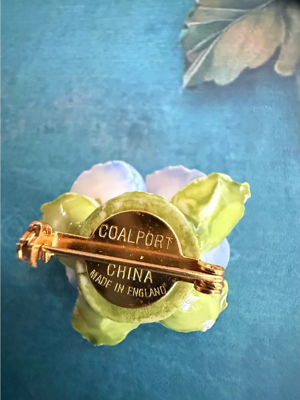 Porcelain Blue and White Pansy Accent Brooch